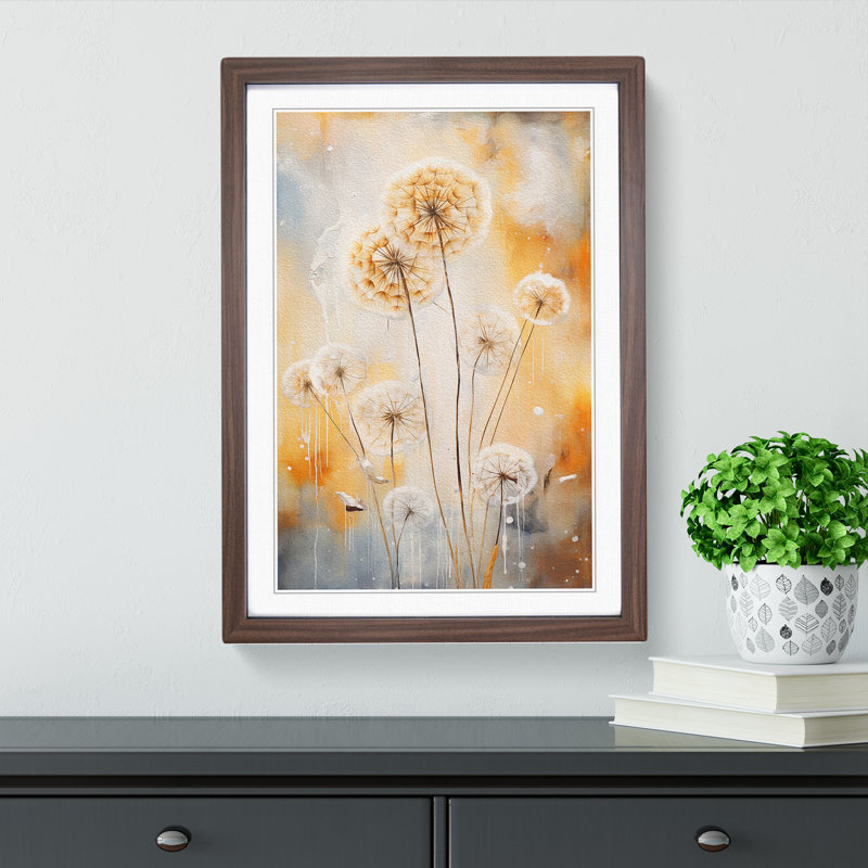 Dandelion Contemporary - Single Picture Frame Print on Wood, Walnut, 46" H x 34" W x 2" D