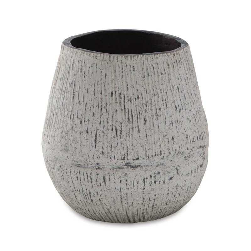 Mony Tabletop Decorative Flower Vase, Home Accessory, White Brown, 7.88" H x 7.88" W x 7.88" D
