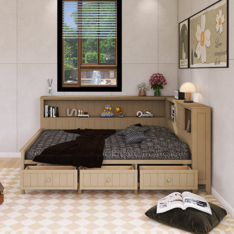 Twin Size Daybed With Storage Shelves And 3 Drawers, Full