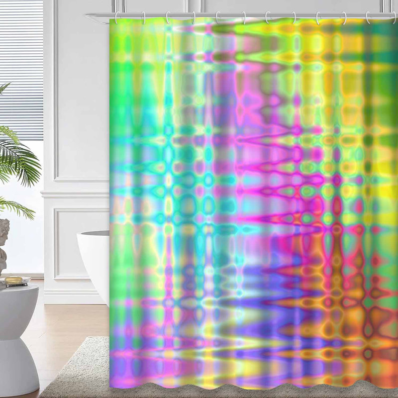 Abstract Multicolored Rainbow Wave Shape with 12 Hooks, 72" L x 72" W