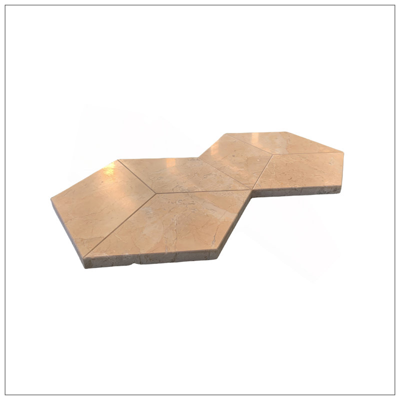 Hexagon Gold Yellow Beige Polished Marble Tiles, Natural Stone For Walls And Floors, 12 Pieces Per Box, 7.1 Sq Ft Coverage