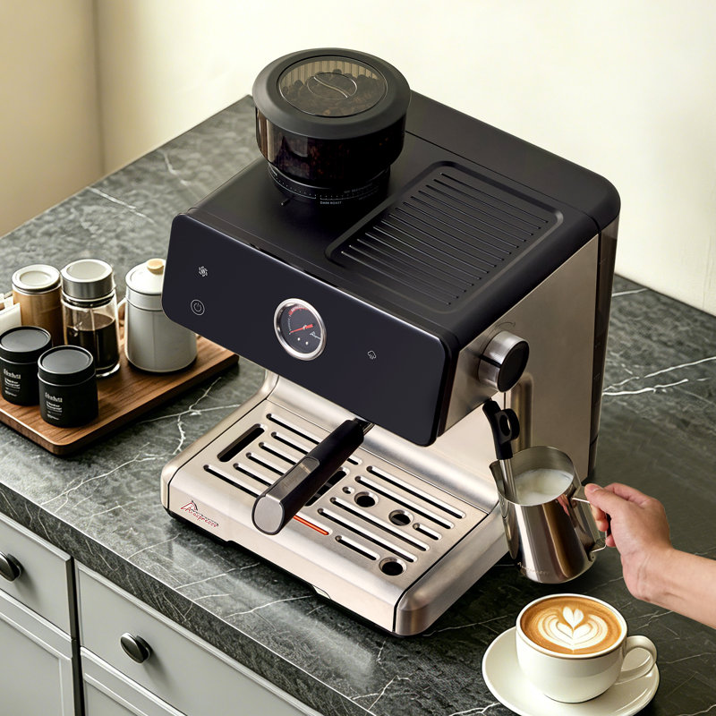 Auto Distribute Tamp, Smart Dosing, Espresso Machine, Grinder 35 Setting, 15-bar Italian Pump, Temp Control, Cold Brew, Steam Wand Stainless Steel
