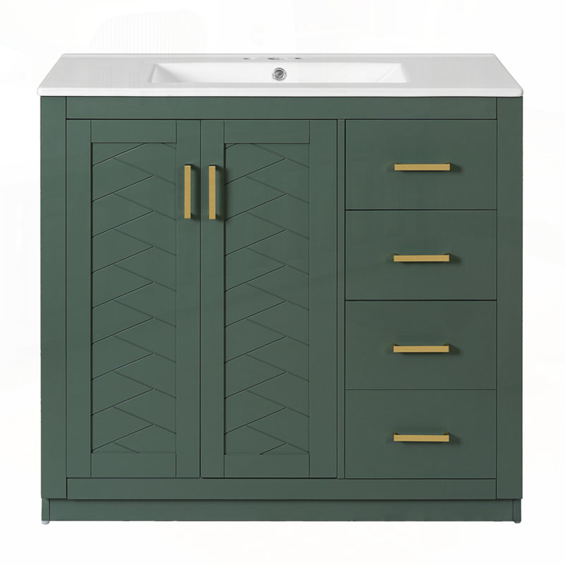 High-Quality Bathroom Vanity with Abundant Storage and Durable Construction, Green, 36"