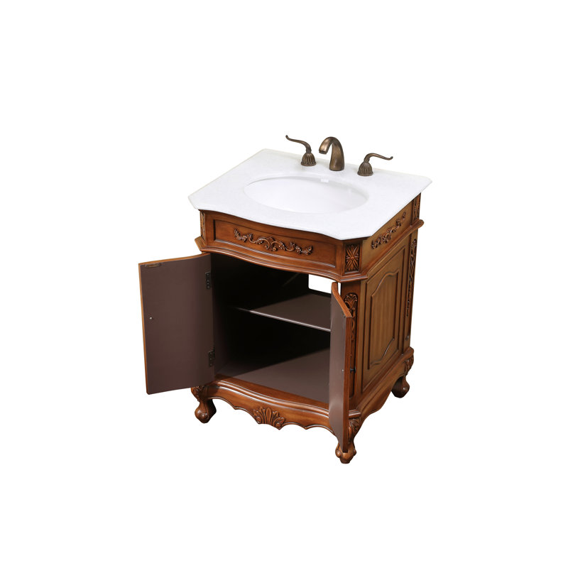 Ensemble de meuble-lavabo simple 27 po Burnet, Teck, Blanc pur
