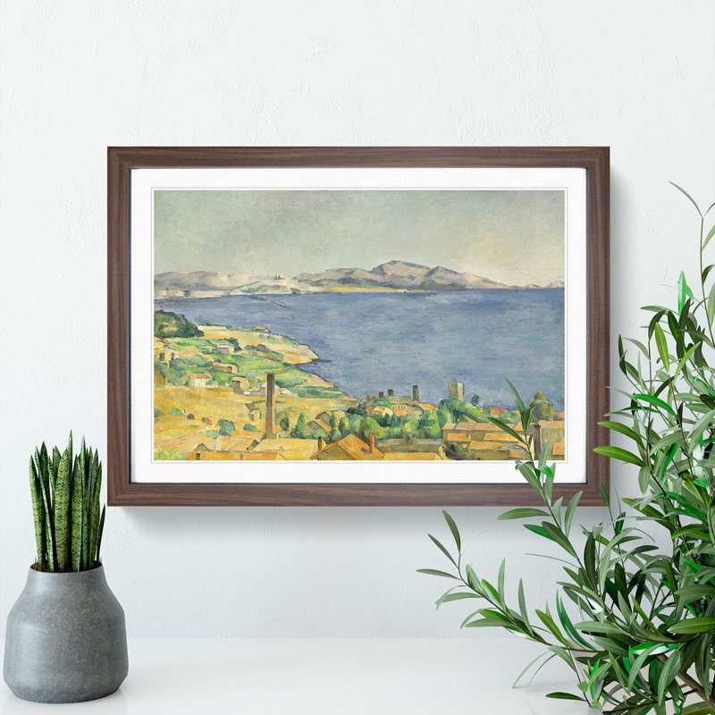 The Gulf of Marseilles by Paul Cezanne - Picture Frame Painting, 48cm H x 65cm W x 2cm D, Walnut