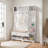 Multi-Purpose Hallway Hall Tree With Removable Linen Cushioned Entryway Bench, Coat Rack, Storage Shelves, And DIY Pegboard,For Hallways, Living Room-1792622459
