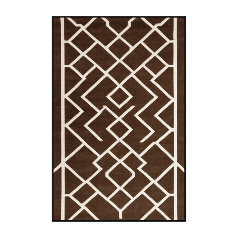 Tapis brun treillis lavable à la machine, Rectangulaire 8 pi x 12 pi
