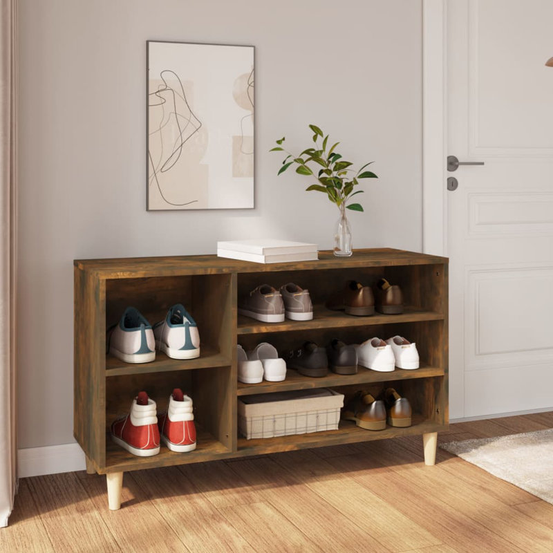 11 Pair Shoe Rack, Smoked Oak