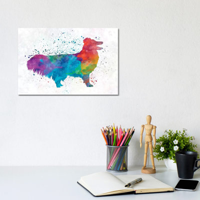 Shetland Seepdog In Watercolour by Paul Rommer - Wrapped Canvas Painting