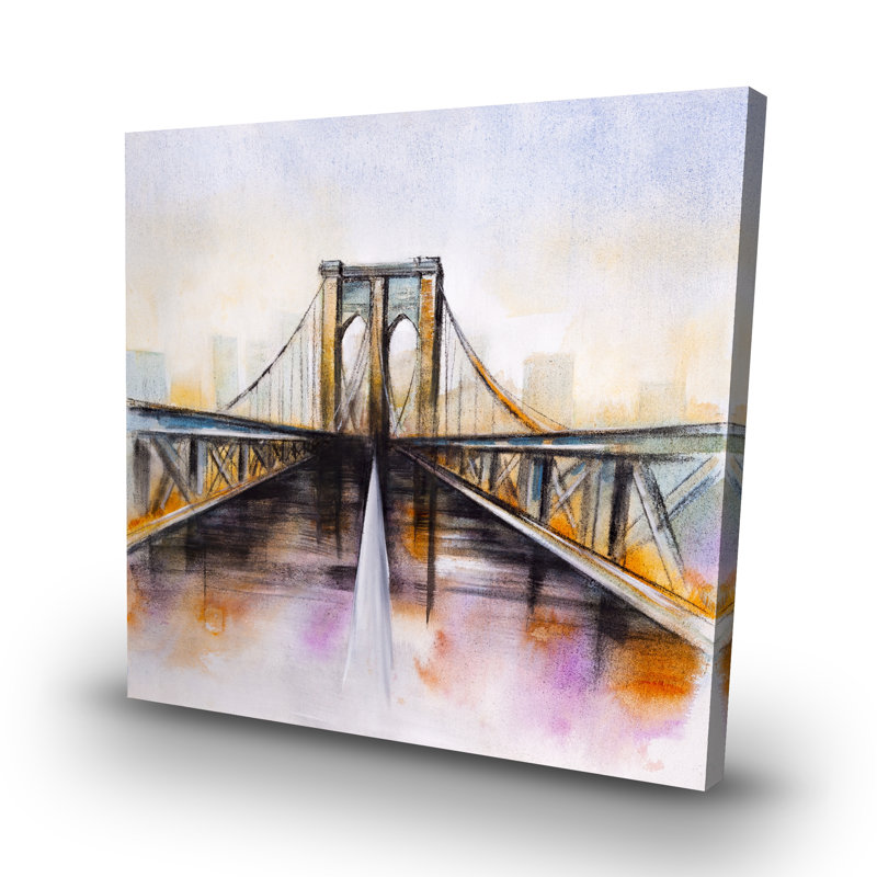 Colorful brooklyn bridge - 32"x32" art on canvas