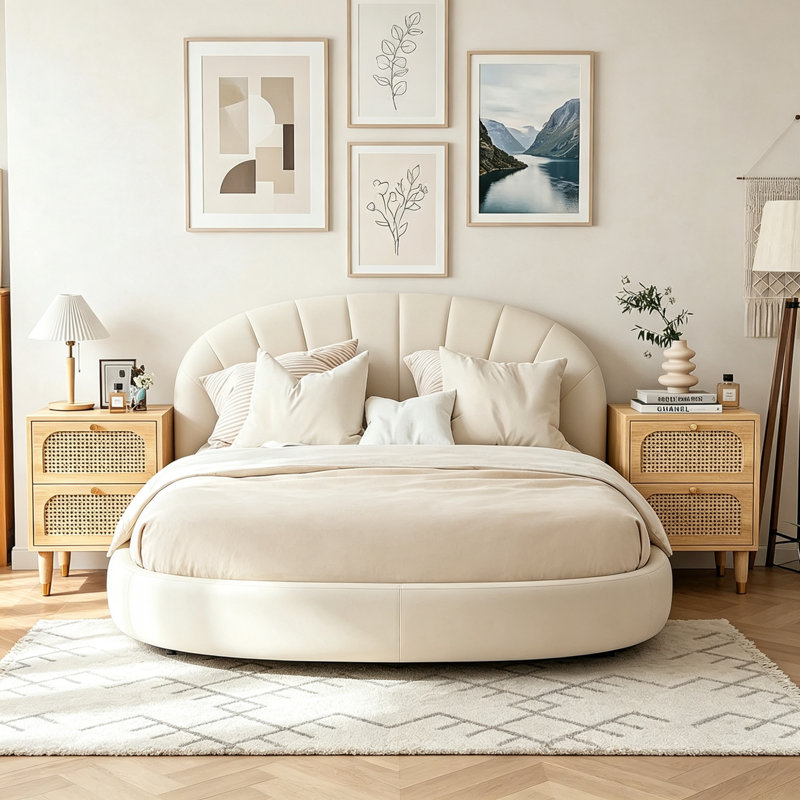 40 cm W Bedside Table, Beige
