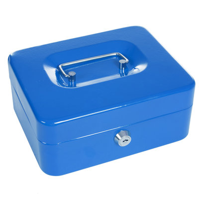 Stalwart Lockbox Safe with Coin Compartment Tray - Durable Powder Coated Metal Cash Box Safe