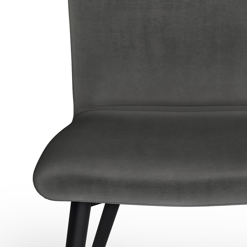 Chaise de salle à manger rembourrée en velours Baylor, Gris foncé
