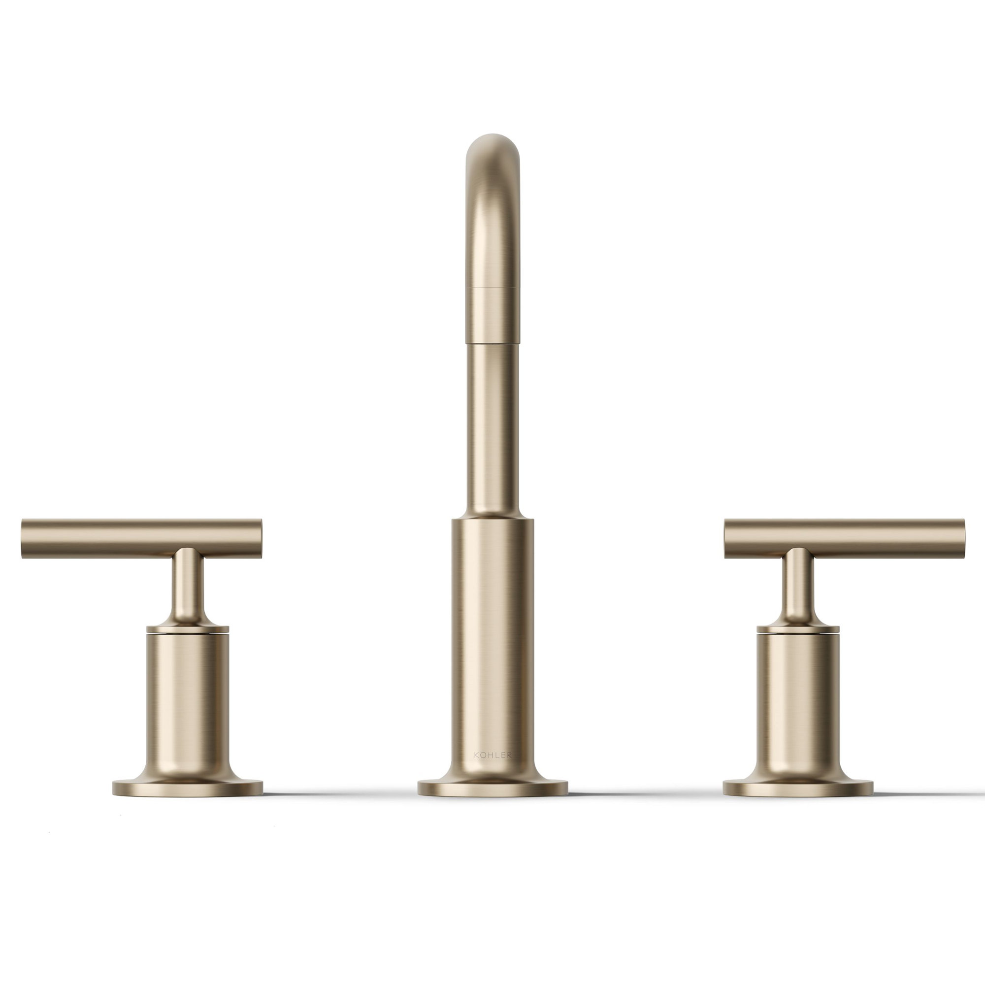 Purist Widespread Faucet with Drain Assembly Low Lever Handles and Low Gooseneck Spout, Vibrant Brushed Bronze