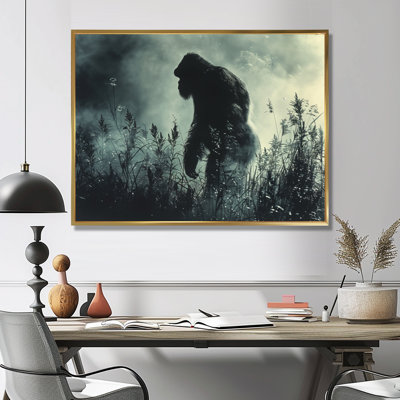 Silhouette d'ombre noire et grise Bigfoot - art mural Bigfoot