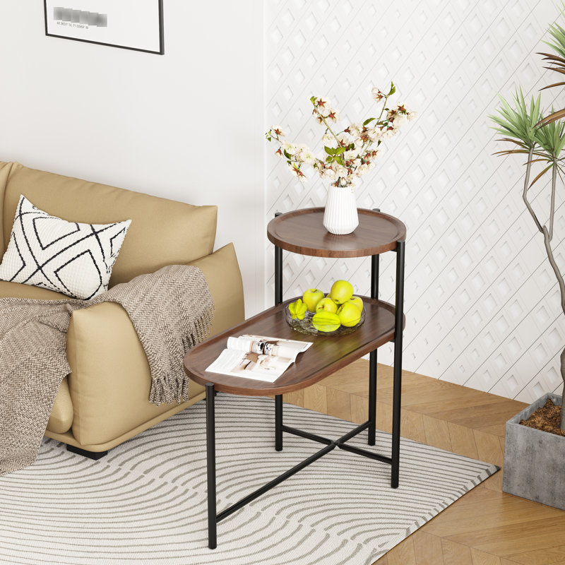Table de salon noyer brun avec surface de rangement Scratch