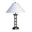 Lampe de table haute 27 po en métal avec finition, abat-jour en lin blanc