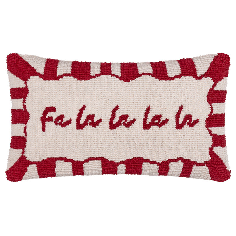 Rectangular Throw Cushion, Feather, Red Candy Fa La La