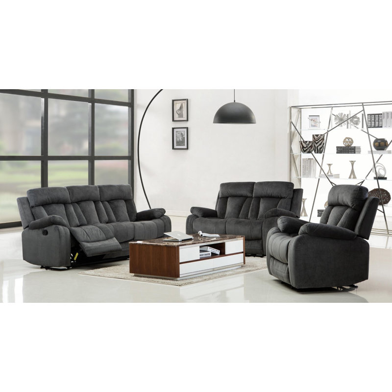 Three Piece Indoor Gray Microsuede Six Person Seating Set Three Piece Indoor Gray Microsuede Six Person Seating Set