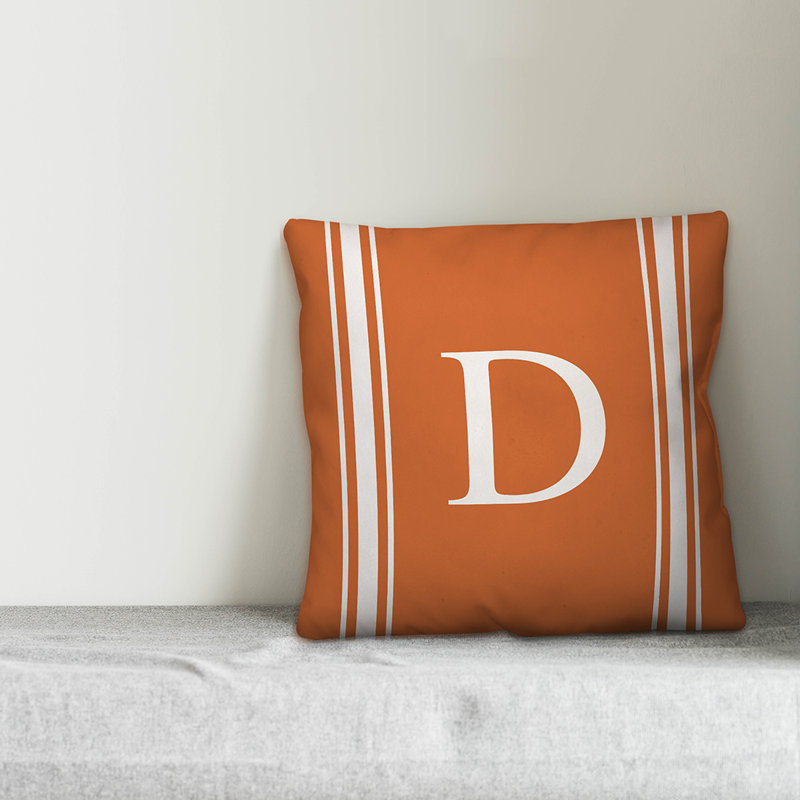Striped Throw Pillow, D, Orange