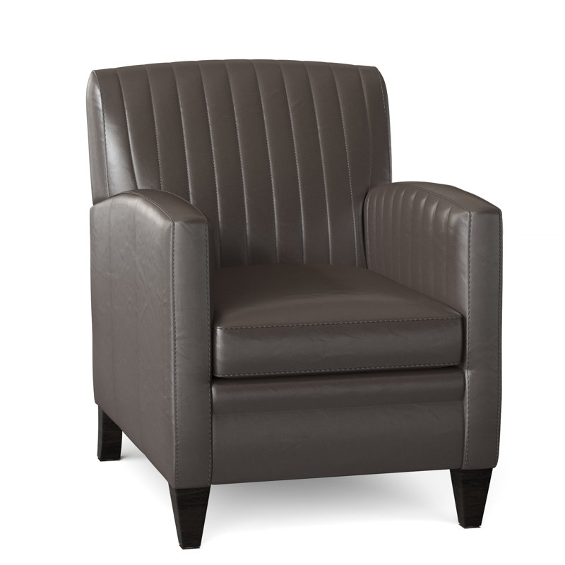 Barnabus Leather Club Chair, Outsider Raven Genuine Leather, Cobblestone