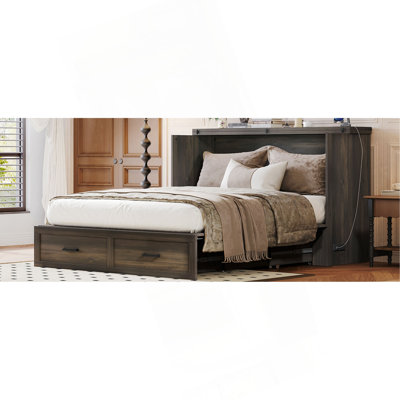 Versatile Foldable Murphy Cabinet Bed With Large Storage And Charging Feature