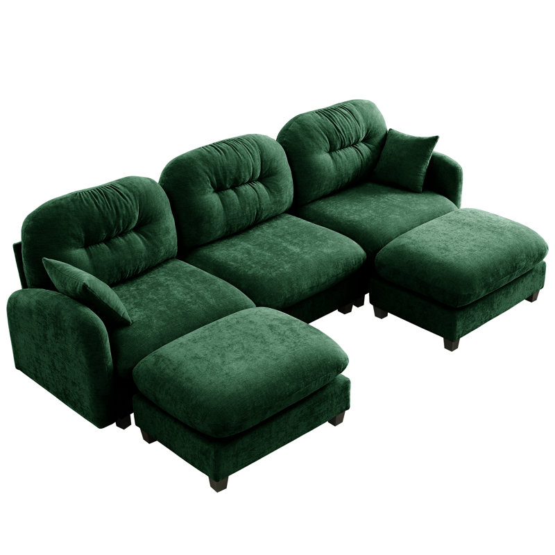 Canapé modulaire modulaire en U à 3 places, chenille, coussin à ressorts, canapé de chambre sophistiqué avec tissu chenille, installation rapide, courbe ergonomique, assise confortable