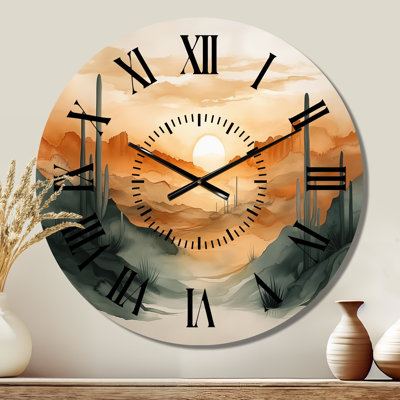 Cactus at Emberlight - Southwestern Metal Wall Clock