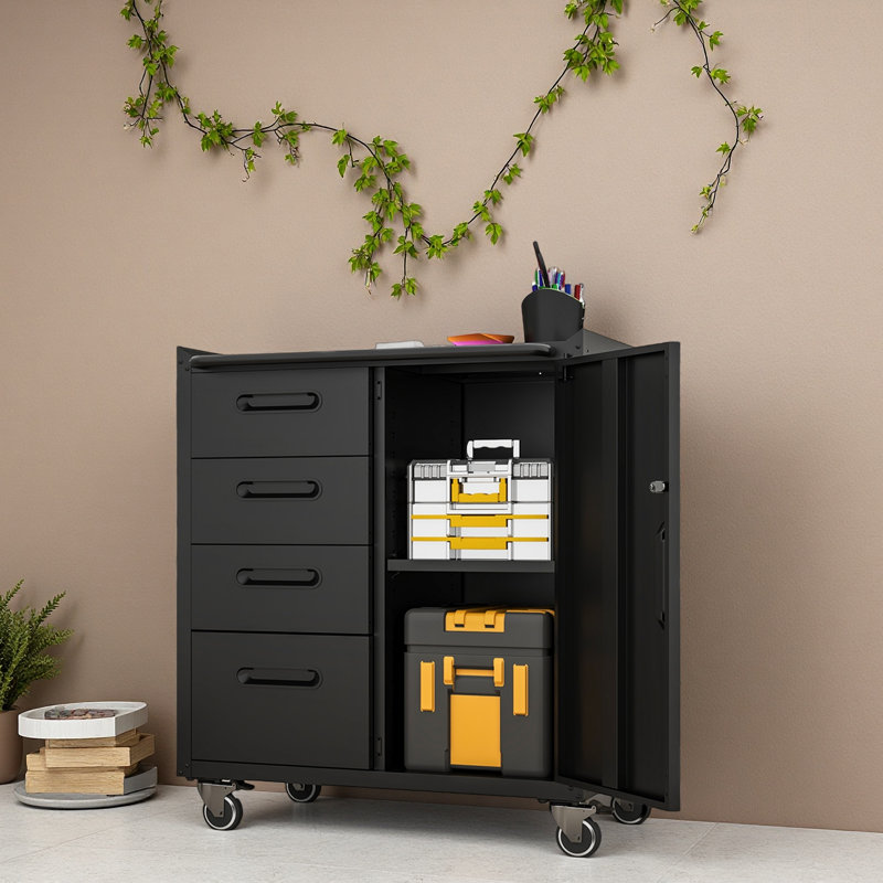 Armoire de rangement robuste en métal avec roulettes - Armoire de rangement pour outils de garage, de bureau et de maison