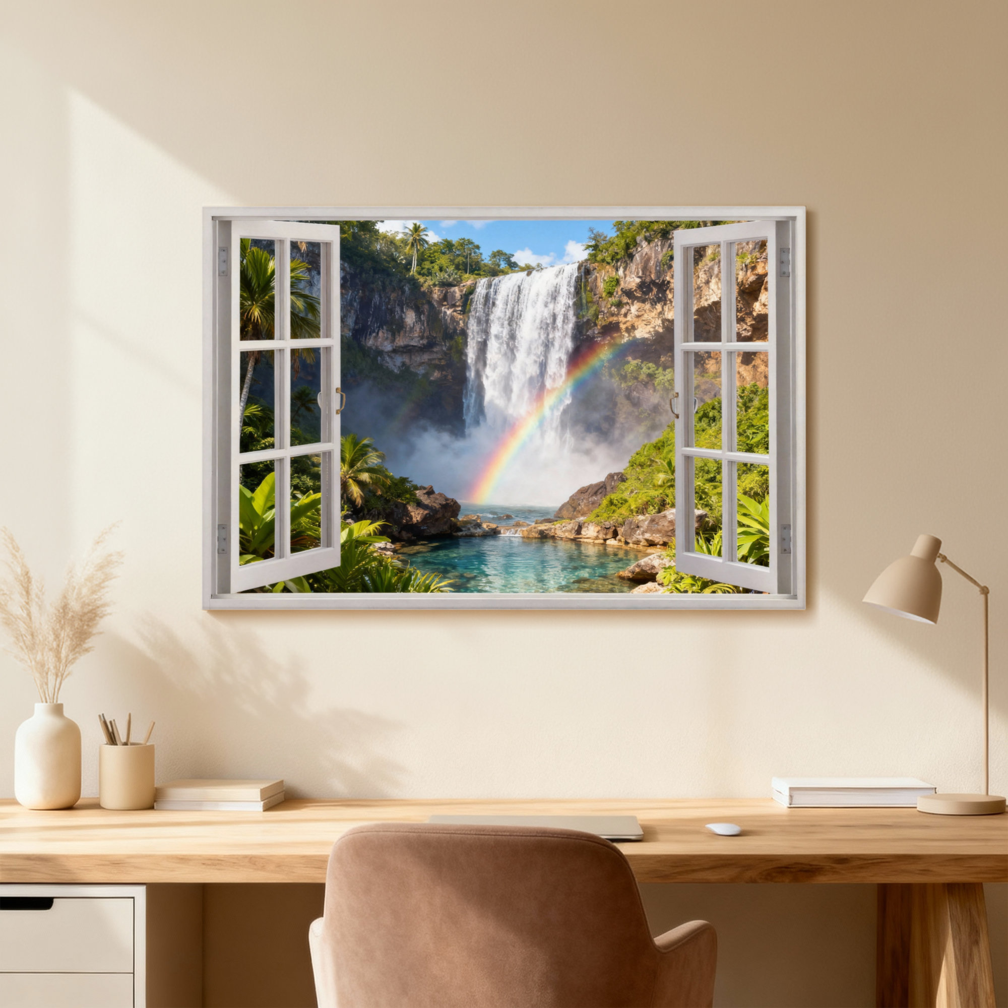 Highland Dunes Landscape & Nature Waterfall Rainbow Jungle View Through ...