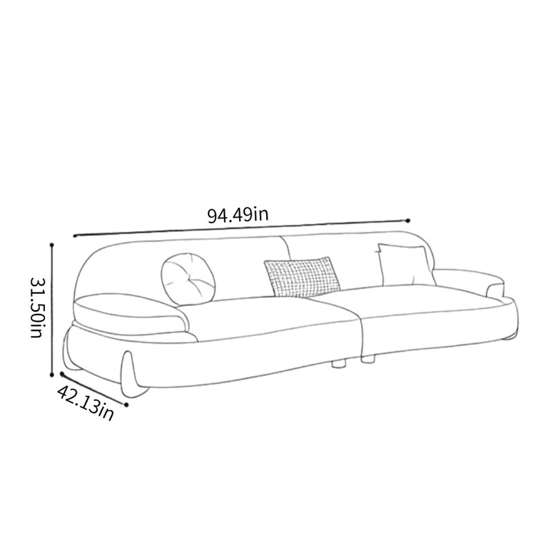 Canapé simple blanc cassé de style crème, H 31,5 po x l 94,49 po x P 42,13 po, 3