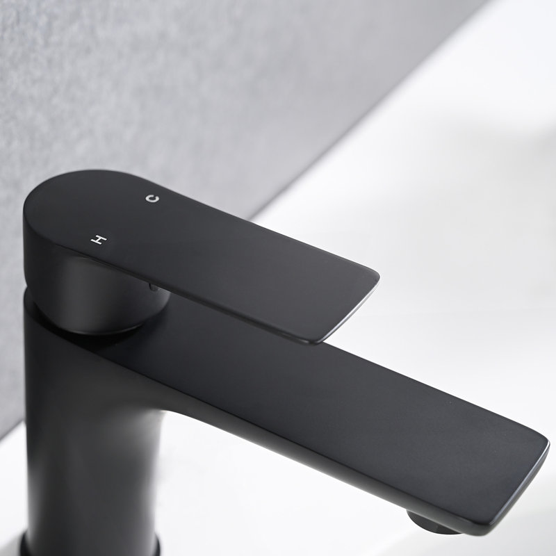 Robinet de lavabo à poignée simple, Noir mat