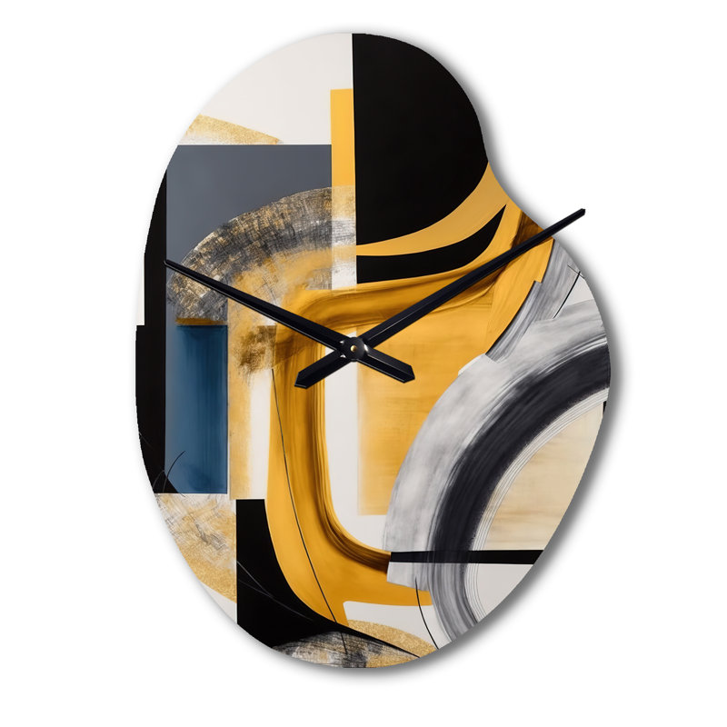 Horloge murale Glam Gold and Black Expression IV - Abstract Spirals, Grand