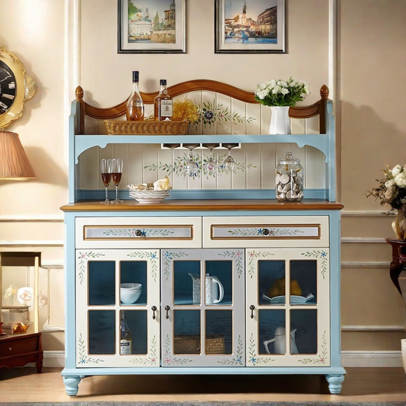 Hand-Painted Retro Wooden Sideboard