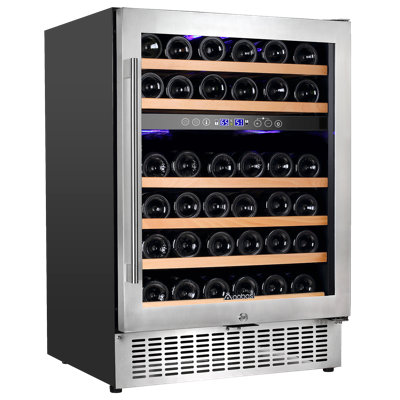 24 Inch Dual Zone Wine Cooler 46 Bottle Freestanding And Built In Wine Refrigerator,Freestanding Style -  AOBOSI, BOJCDR-II5WC-3-LZ
