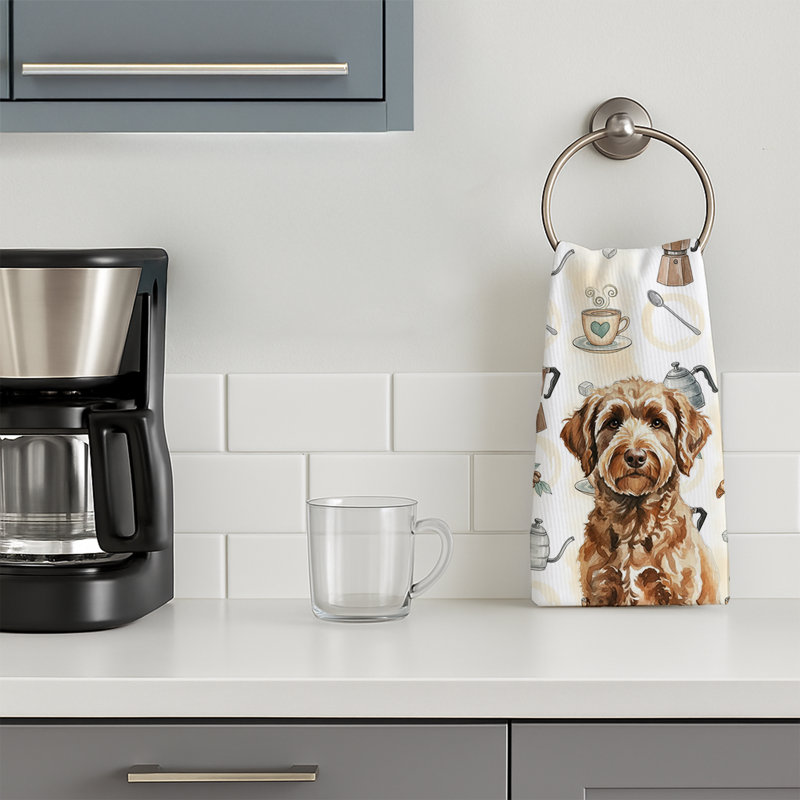 Serviette de cuisine Coffee Bar, Labradoodle chocolat