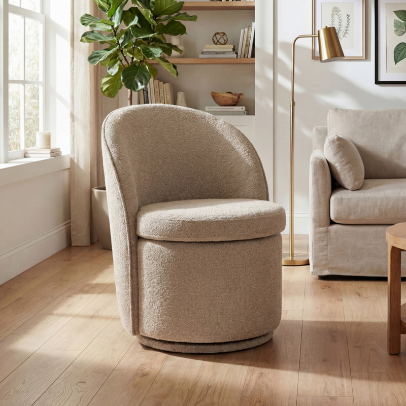 Fauteuil d'appoint pivotant avec dossier haut, Tissu café