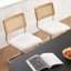 Ensemble de 2 chaises de salle à manger en rotin brun, chaises de cuisine modernes en bois de style Mid-Century, chaises de salle à manger à dossier en filet et cannes, chaise Cesca avec pieds en métal chromé-2028437248-2028437262
