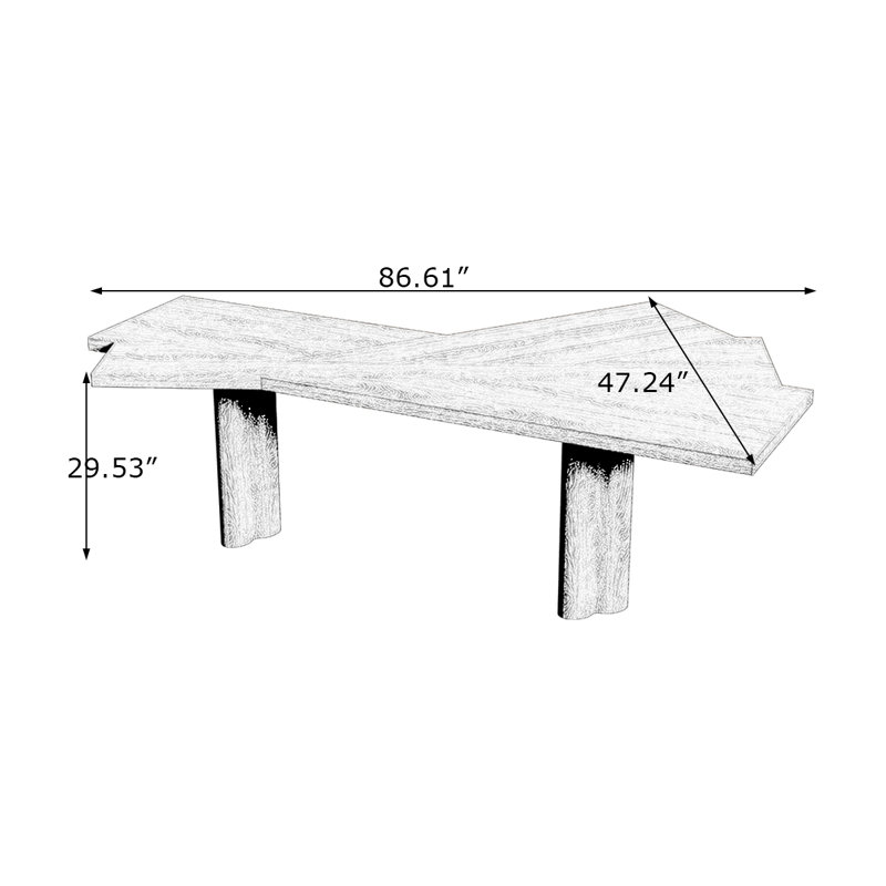 Bureaux en bois massif noir spécialisé, H 29,53 po x l 86,61 po x P 47,24 po