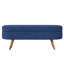 Banc de rangement ovale avec couvercle bleu, 43,5 po x 16 po x 16 po, pieds en bois d'hévéa, tabouret de pieds ou siège, fonction, assemblage rapide, décoration en tissu plissé, douceur et choix, fonctionnalité, installation facile et rapide,