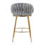 Tabouret de bar 26 po avec îlot de cuisine avec dossier ondulé à la main, base chromée dorée et repose-pieds 26 po-874786087-874786084