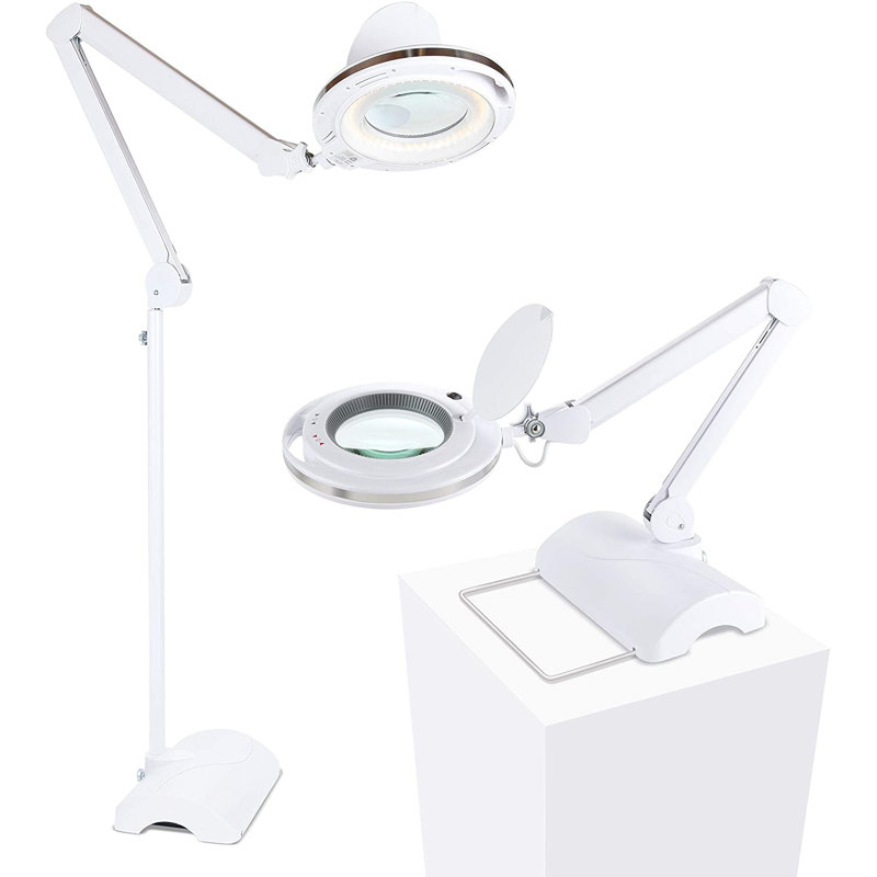 Brightech Lightview 2 In 1 Adjustable Magnifying Dimmer Floor & Desk Lamp, White
