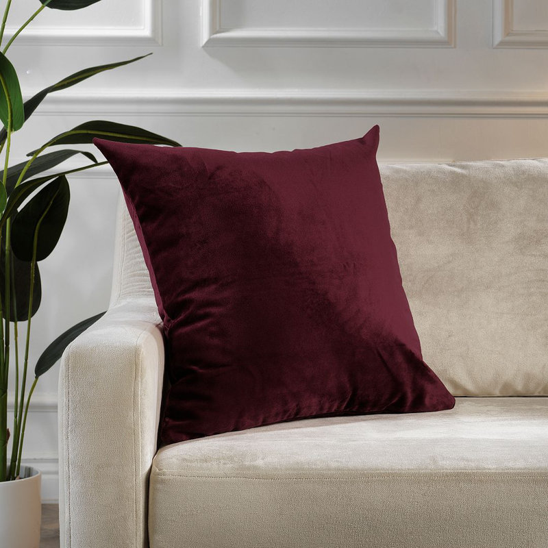 Housse de coussin en velours mat 1pc, Carré 18 po, Bourgogne