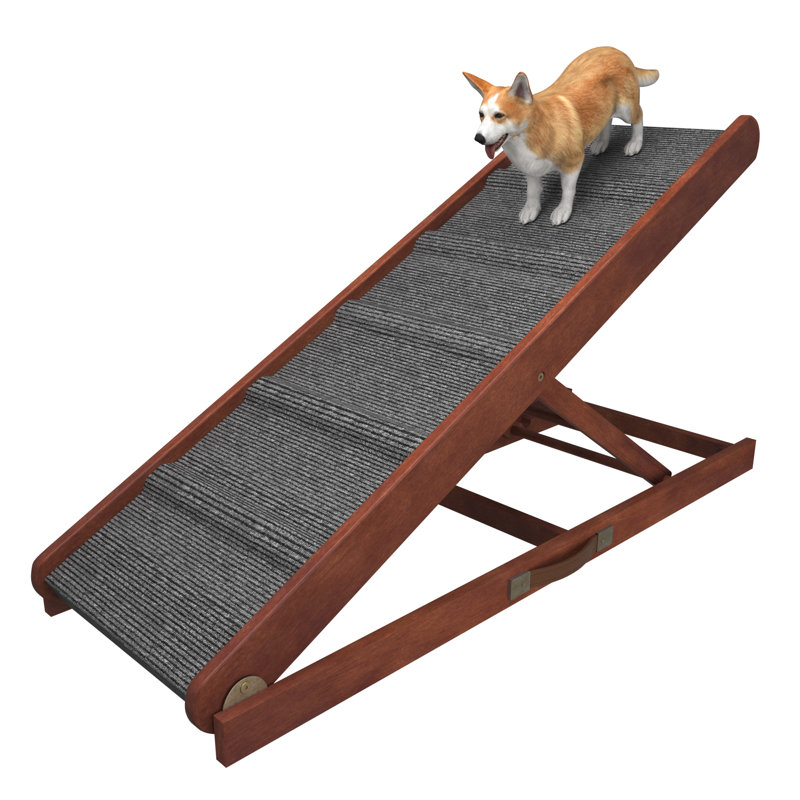 Rampe multi-usage pour animaux de compagnie: antidérapante et pliable - 4 hauteurs réglables, capacité de 200 lb avec poignée en cuir