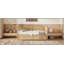 Lit de jour en rotin de style traditionnel avec lit gigogne double pour un espace limité, chambre d'amis, pas de sommier tapissier, noyer antique-129230663-129230666