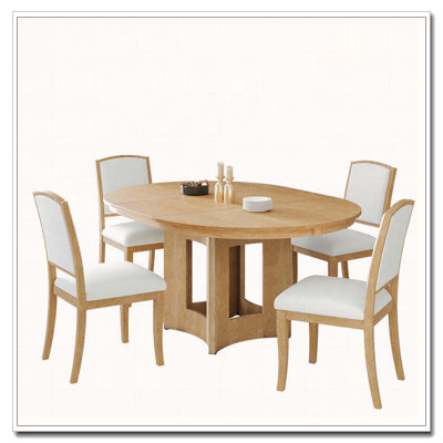 Ensemble de table de salle à manger extensible ronde pour 4, ensemble de table de cuisine 5 pièces avec 4 chaises rembourrées