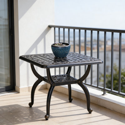 Square Copper Cast Aluminum Outdoor Side Table, 20.8" X 18.5", Rust-Resistant