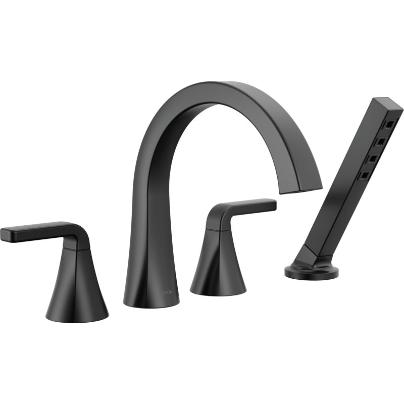 Roman Tub Trim with Hand Shower, Matte Black