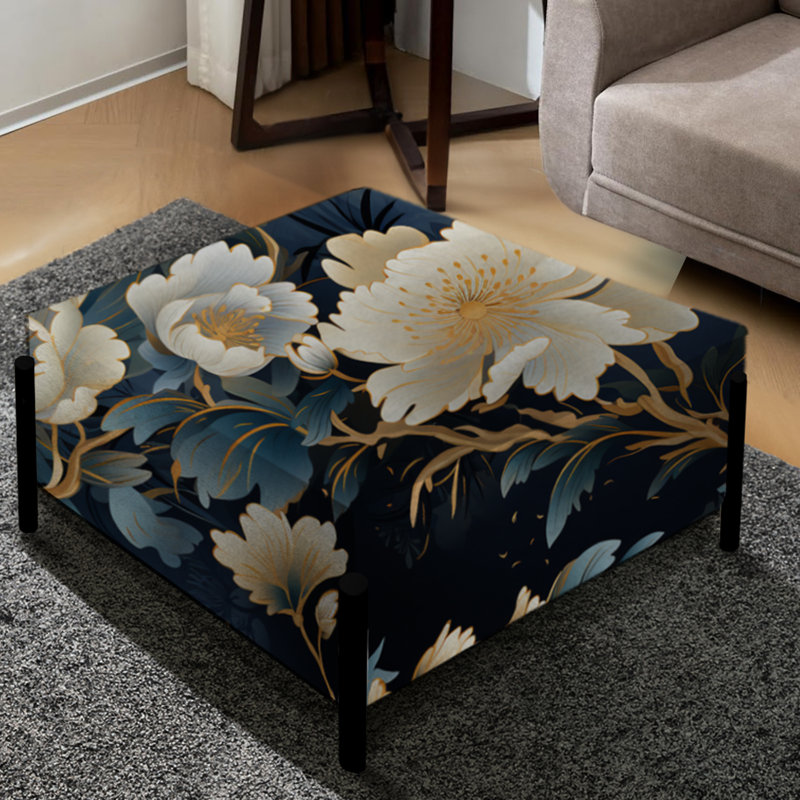 Imperial Opulence - Grand repose-pieds carré à motif floral oriental
