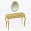 Meuble-lavabo de luxe avec miroir ovale, coiffeuse à 3 tiroirs pour bijoux, console élégante pour la décoration intérieure, doré-1537636193